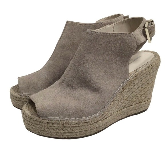 Kenneth Cole Wedge Shoes Womens 8.5 Odette Cream Suede Espadrille Sandals - Picture 9 of 10